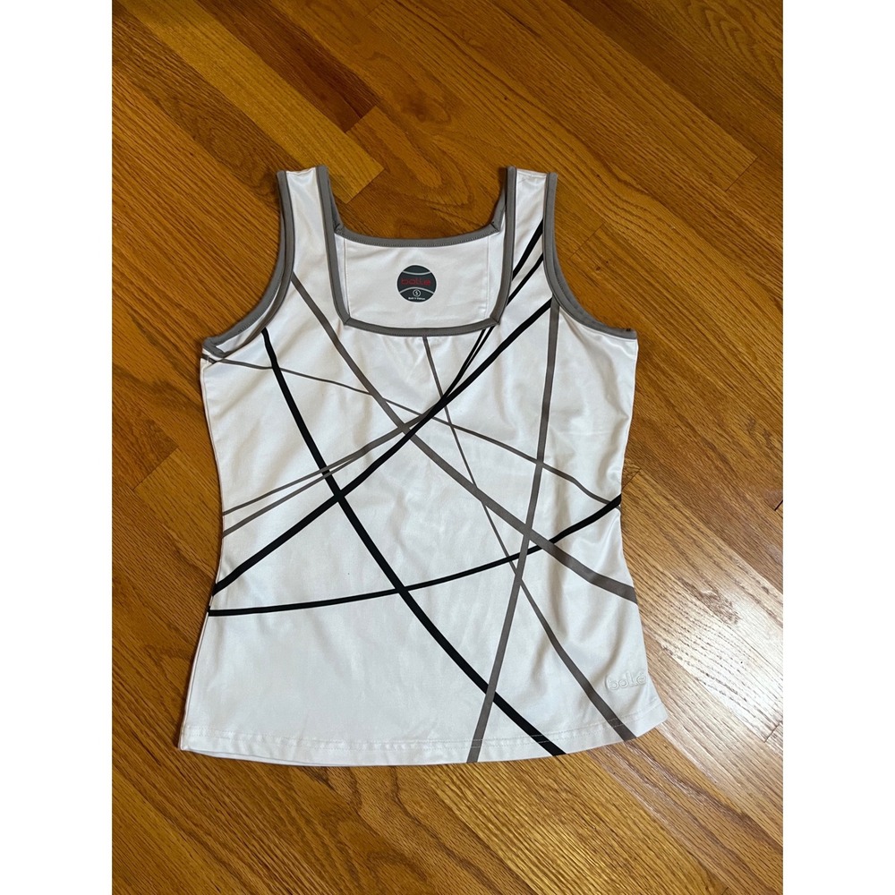 Bolle Womens White Geometric Print Performance Tennis Tank Top Small